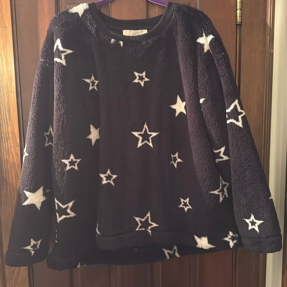 LOFT Star Print Sherpa Sweatshirt - Picture 2 of 11